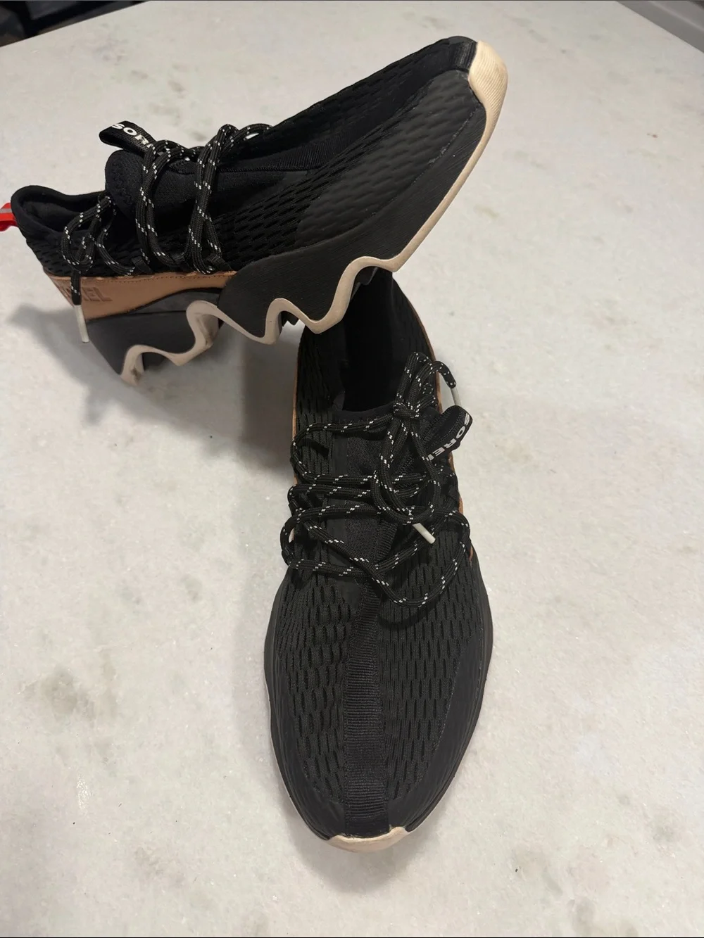 Women’s Black Athletic Sneakers with Tan Accents, VS brand